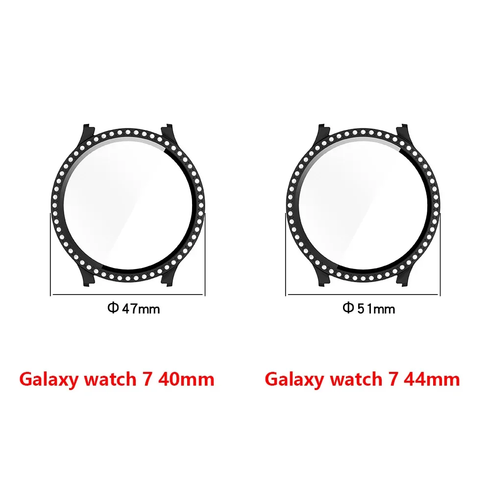 Diamond Bling Case for Galaxy Watch Samsung Galaxy Watch 7/FE 40mm 44mm,Tempered Glass Bumper cover for Watch 4 5 6 Accessories