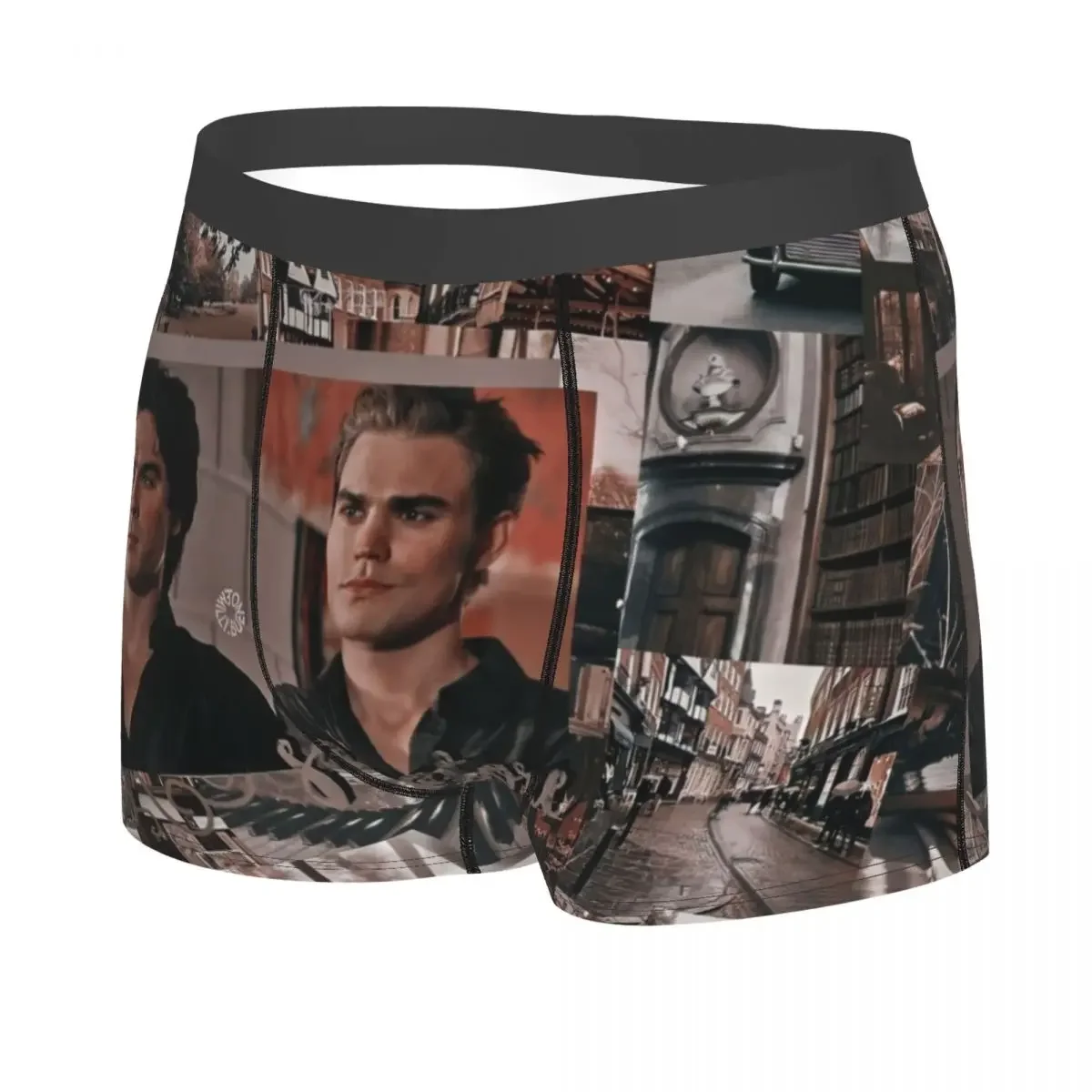 Custom Damon Salvatore The Vampire Diaries Boxers Shorts Men's Stefan Salvatore Fantasy Film Briefs Underwear Funny Underpants