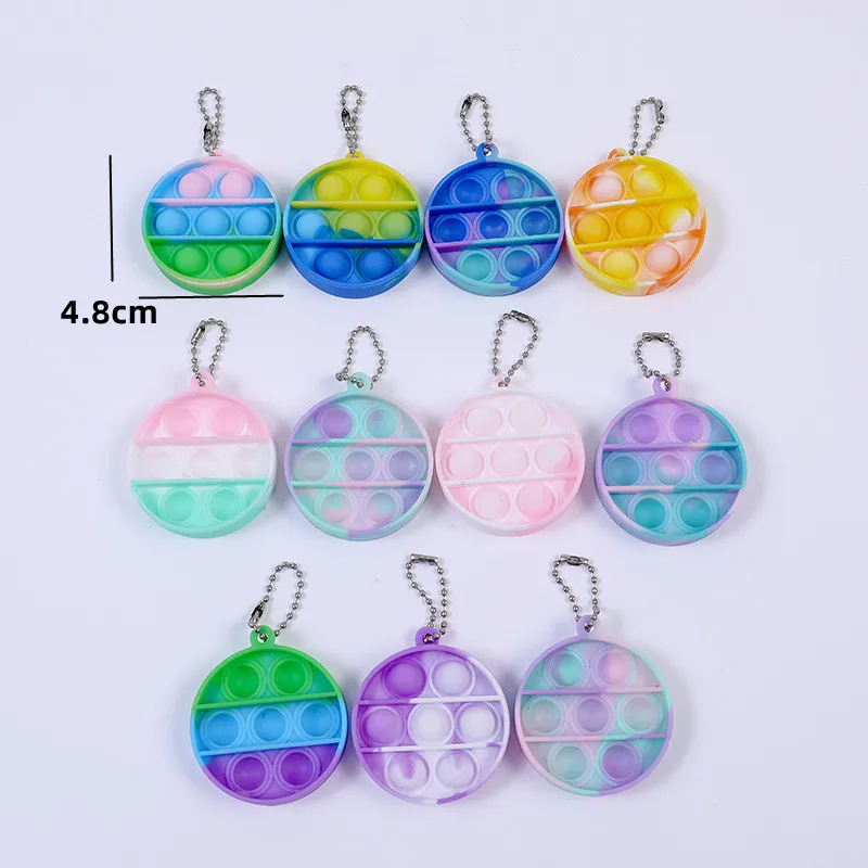 Mini Keychain Kids Keychain Pendant Silicone Decompression Finger Bubble Press Childrens Gifts Stress Relief Anxiety StressToy