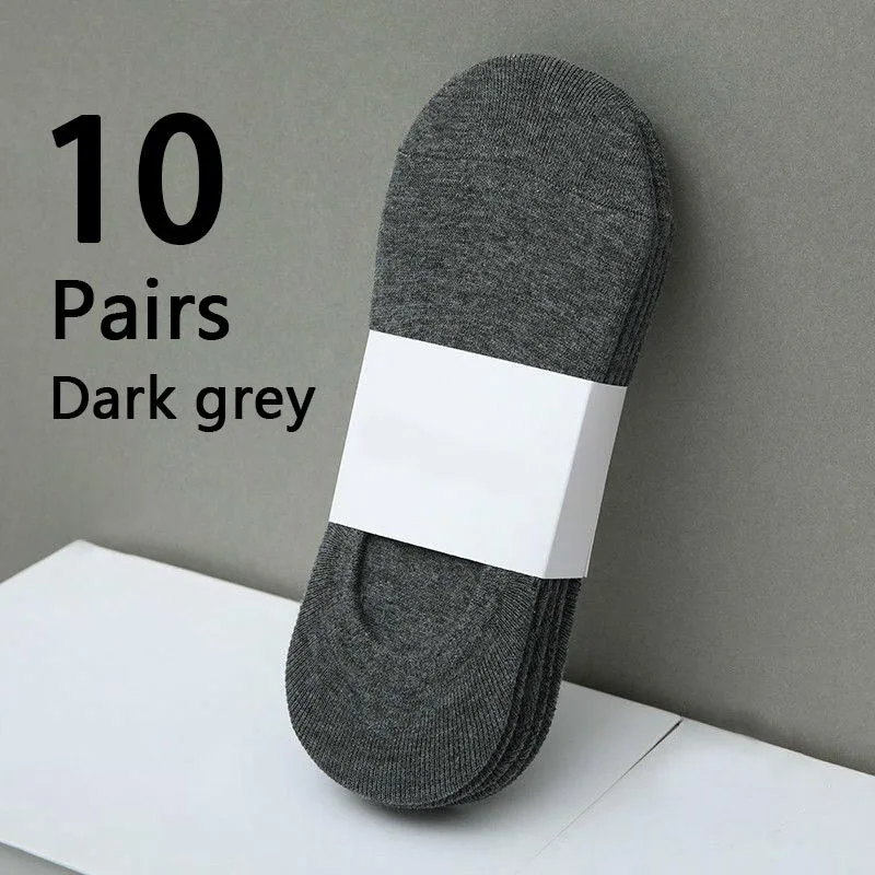 10 Paar einfarbige Herrensocken aus Pappe, atmungsaktive Sportsocken, lässige Bootssocken, bequeme Baumwoll-Knöchelsocken, Größen 38–44 – Detail 4