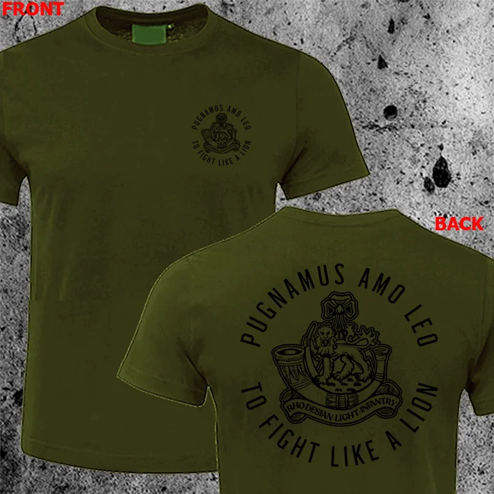 Commando Rhodesian Light Infantry War Army Military T-shirt Short Sleeve Casual 100% Cotton Shirts