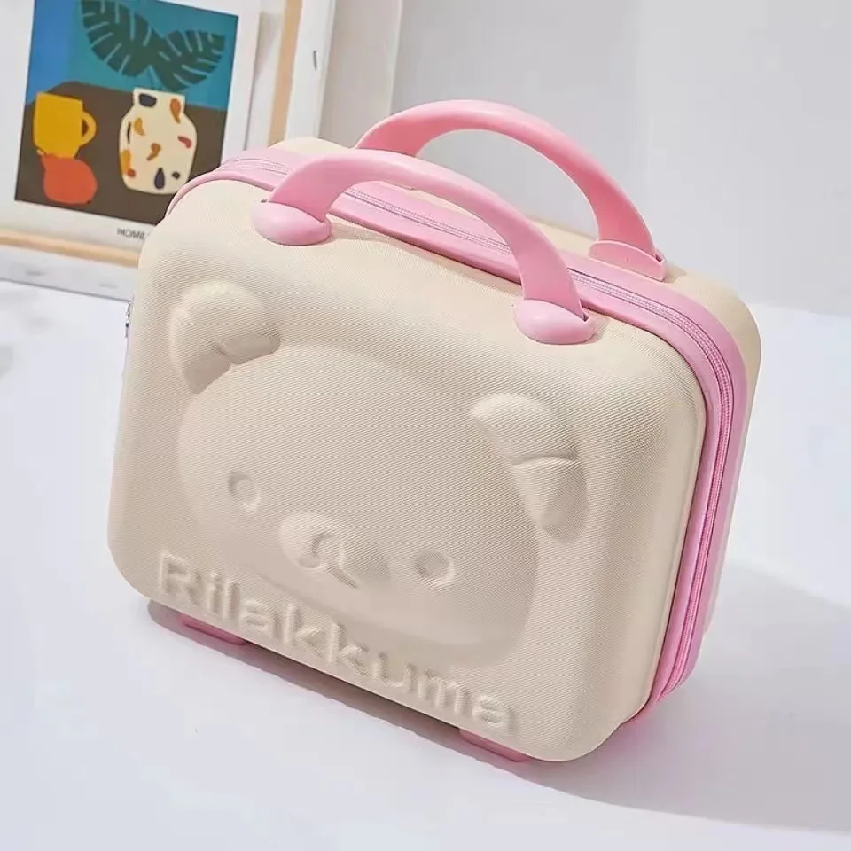 Bolsa de maquillaje de oso de 14 pulgadas con dibujos animados, Maleta de almacenamiento conveniente con cremallera y contraseña, nueva