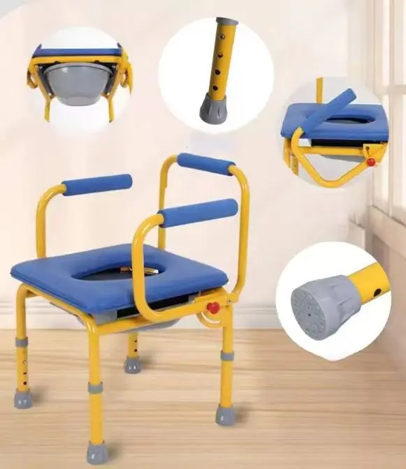 HEDY CC01 Pediatric Height Adjustable Anti-Slip Commode Chair with Armrests for 1-6 Years Cerebral Palsy CP Child Children Kid