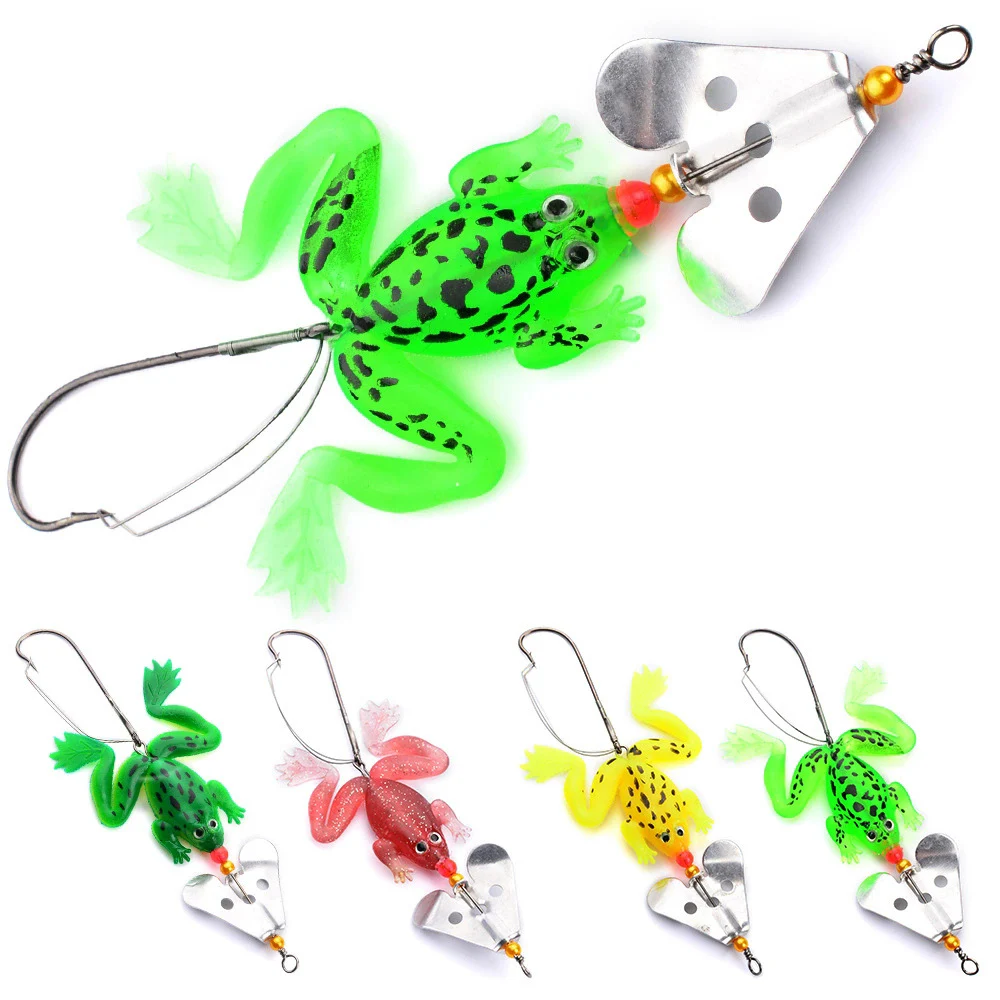 

1pcs Floating Frog Bait 9cm 6g Soft Spoon Fishing Lure Silicone Simulation Topwater Frog for Bass Swimbait hook DW1245