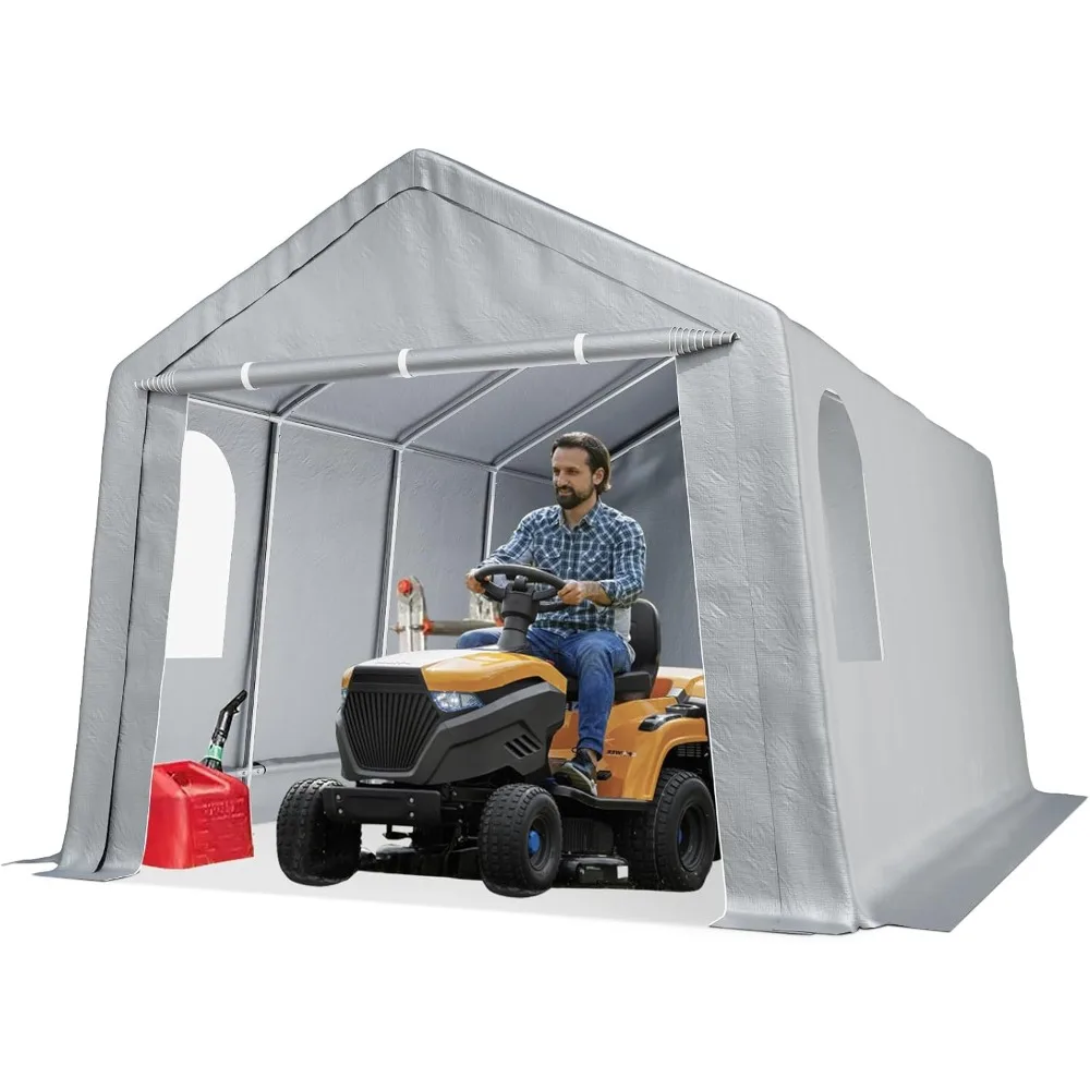 

Carport, сверхмощный навес для хранения на открытом воздухе 10x20 футов с подвижной дверью на молнии, водонепроницаемое укрытие для палатки для хранения, открытый гараж, порт