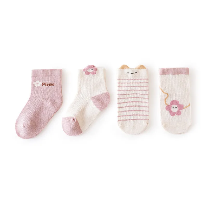 

4Pairs/lot Kids Girls Boys Socks Cotton Mesh Soft Children's Socks Summer Thin Toddler Baby Socks For Girl Boy 0-8Years 2023 New