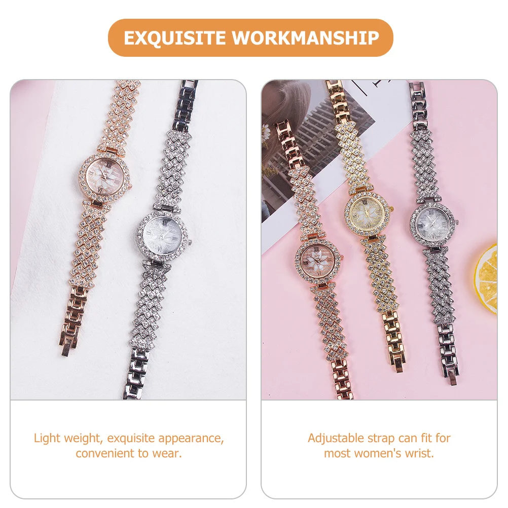 

Rhinestone Wrist Watch Elegant Stylish Ladies Watch Lightweight Alloy Strap Decorative Women Casual Timepiece Watches for Women
