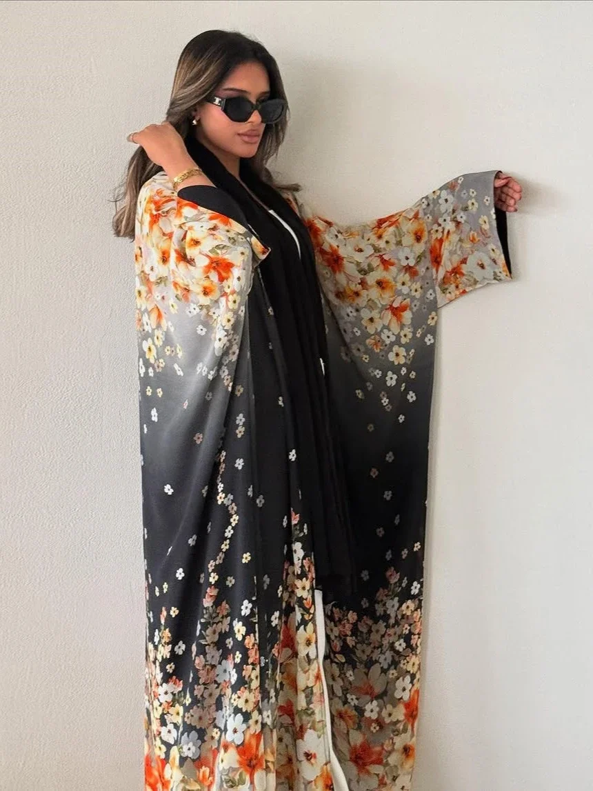 Muslim Women Abaya Cardigan Print Dress Ramadan Eid Party Abayas Dresses Arab Long Robe Morocco Dubai Kaftan Vestidos Jalabiya