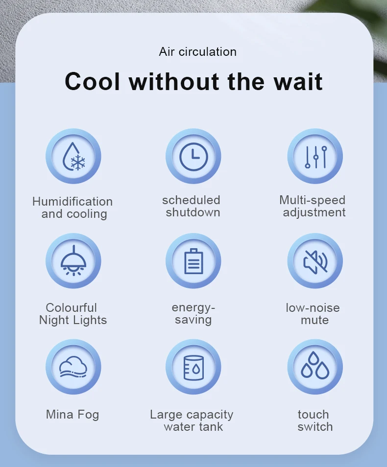 Mini Desktop Air Conditioner Portable Air Cooling Fan With 700ml Water Tank LED Night Light USB Air Cooler Fan For Home Office