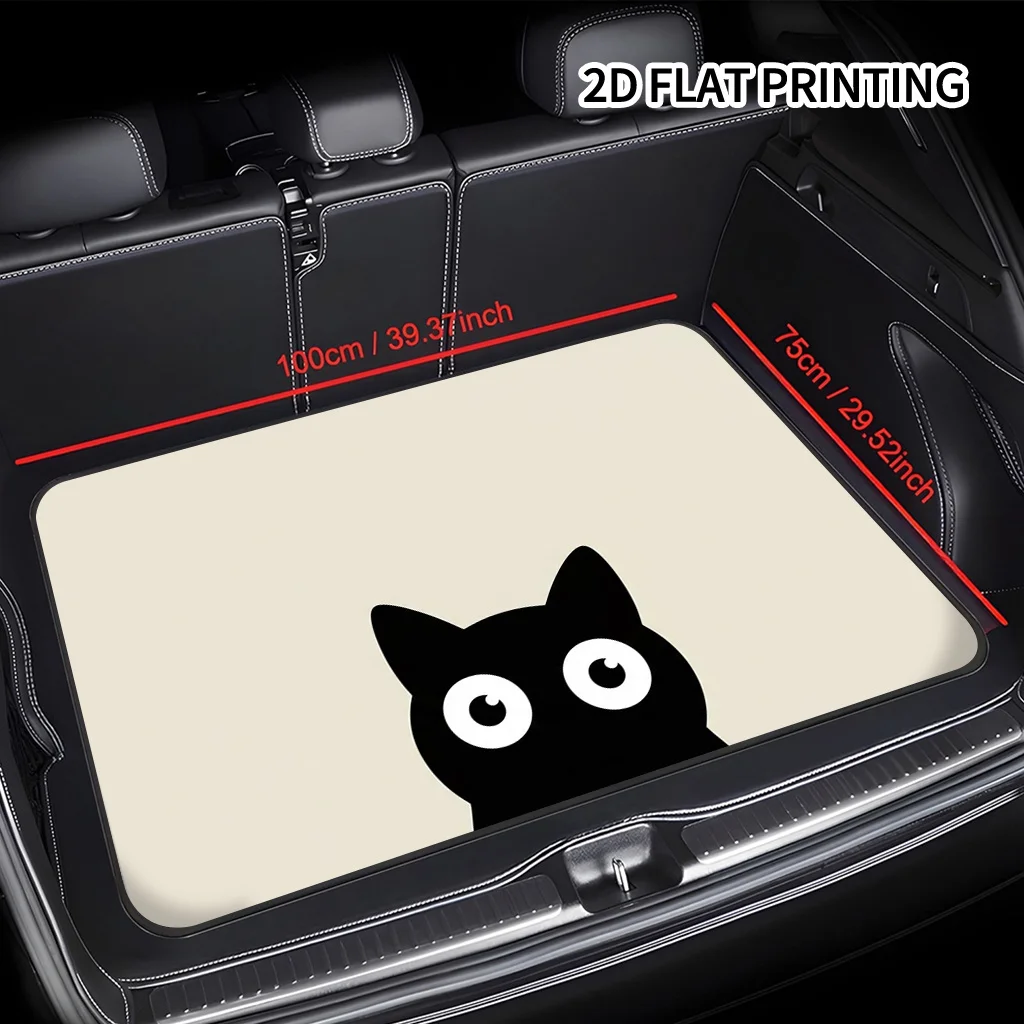 1pc Minimalist Black Cat Silhouette Pattern Car Trunk Mat, An Essential Travel Item, Compatible With Various Car Models, Perfect