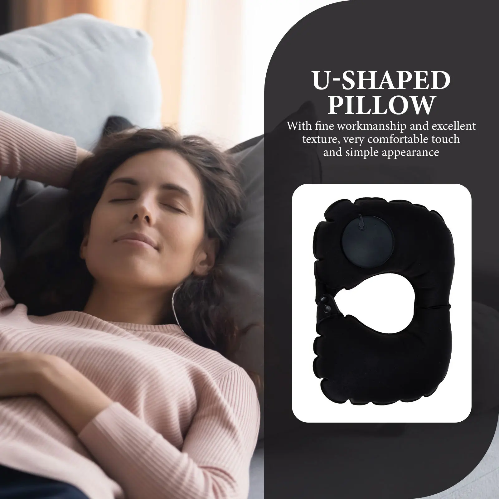 

Automatic Inflatable Neck Pillow Neck Support Travel Essential Convex Arch Design Prevents Side Swing Comfortable Airplane