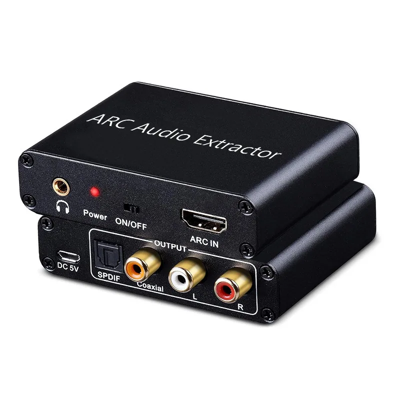 HDMI ARC Adapter, 192KHz HDMI ARC Audio Extractor with Optical SPDIF, Coaxial, 3.5mm L/R, RCA Stereo, HDMI ARC To RCA Optical Au