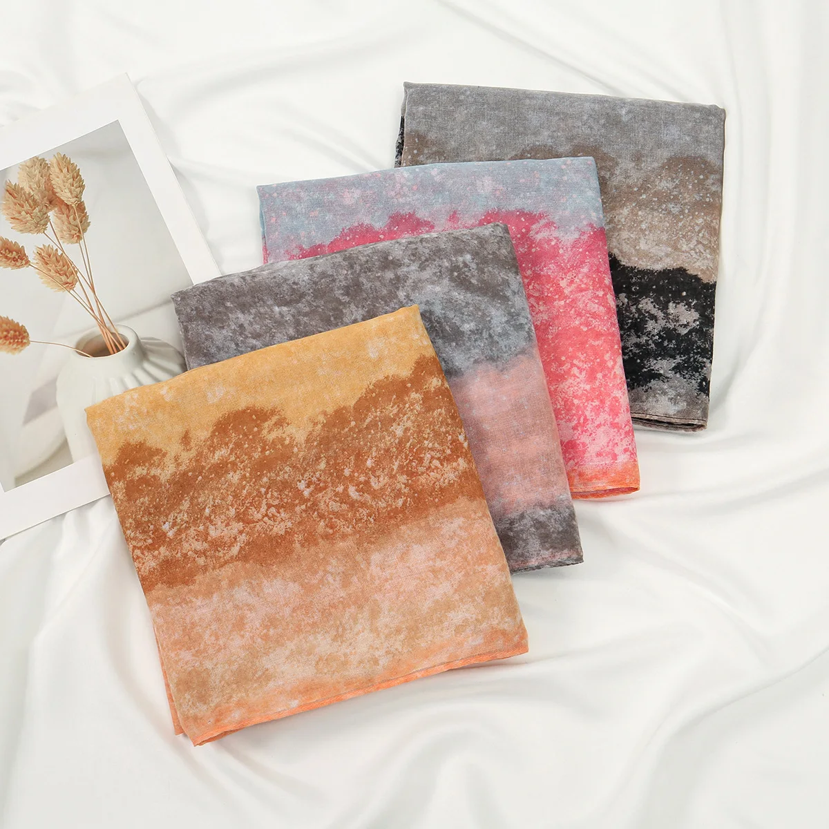 New Hot Sale Gradient Voile Versatile Long Scarf for Women, Fashion High Quality Travel Sun Protection Shawl Headwrap
