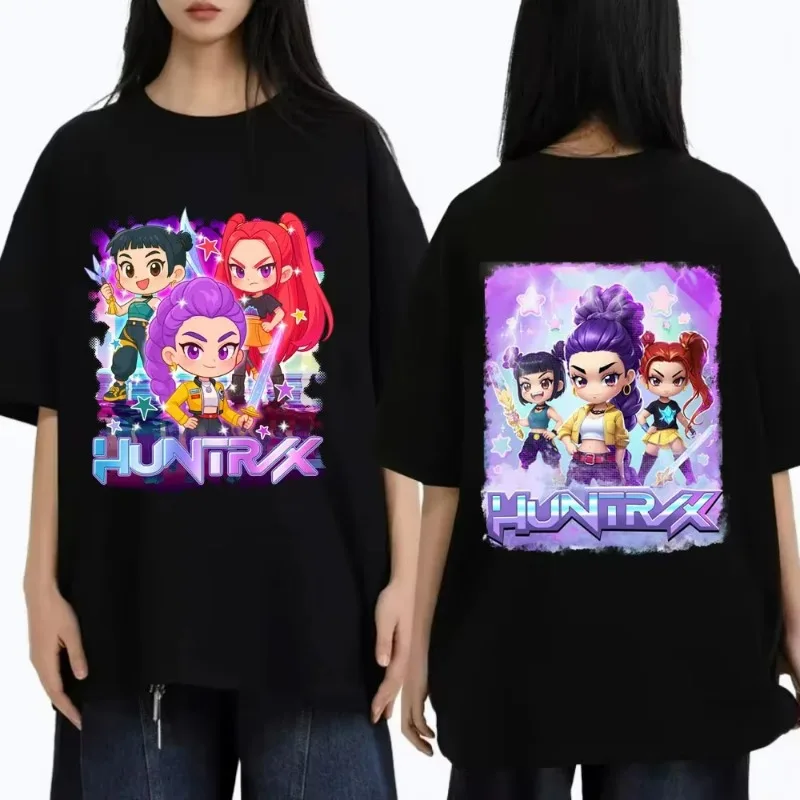 

Хлопковая футболка с принтом Movie KPop Demon Hunters Kawaii, милые футболки с графическим рисунком, летние мужские и женские корейские модные трендовые футболки, топы