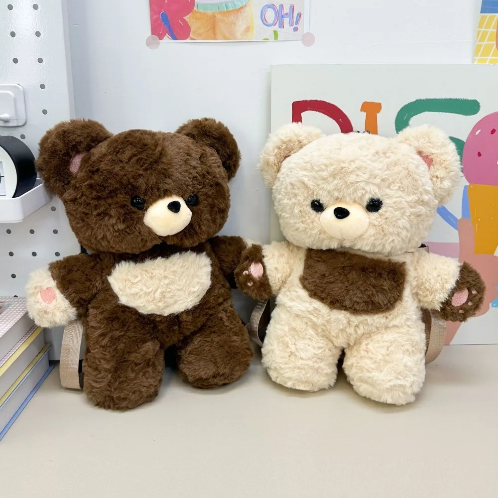 

Kawaii милые плюшевые сумки с медведем, креативная коричнево-белая сумка на плечо, мягкие дорожные аксессуары с мультяшными животными для детей