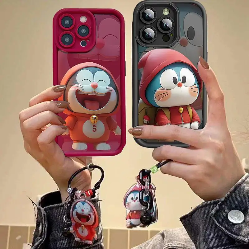 Cute Doraemon Pendant Case for Infinix Note 40 Hot 40 Pro 30i 30 Play 40i Zero 30 Tecno Camon 20 Pro 30 Spark 10 20C Smart 8