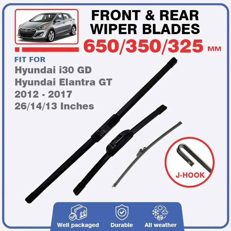 

For Hyundai i30 GD Elantra GT 2012 2013 2014 2015 2016 2017 Front Rear Windshield Wiper Blades 26"14"13" Windscreen Accessories