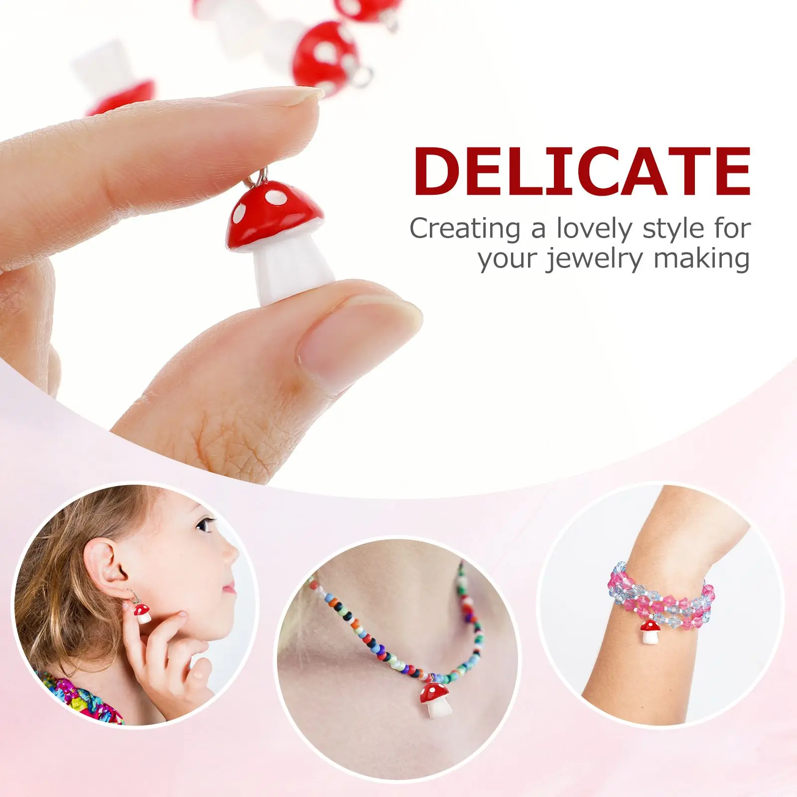 

30 Pcs Mushroom Pendant Mini Resin Charms for Jewelry Making Earrings Necklace Bracelet Accessories DIY Craft Supplies