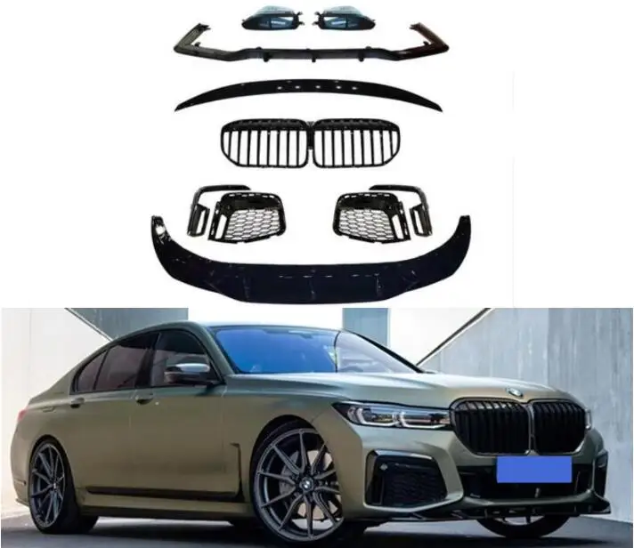 

ABS Black Knight Front Bumper Lip Rear Diffuser Side Skirt Spoiler Grille For BMW G12 7 Series 730 740 750M 2019-2022 Body Kit