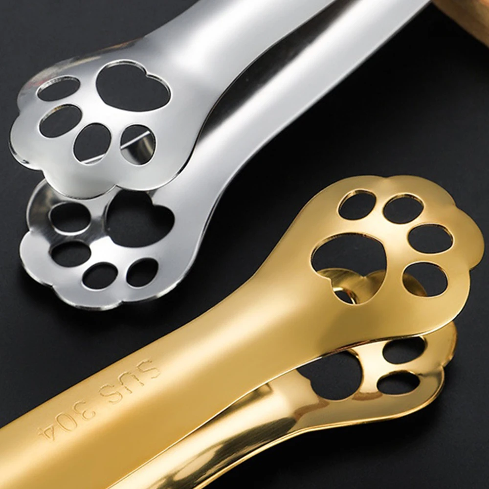 Buffet Creativity Stainless Steel Barbecue Smooth Household Products Dessert Bread Cat Paw Food Durable Kitchen Salad Food Tongs