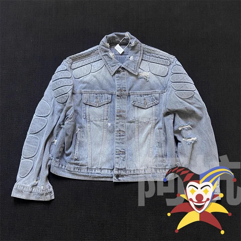 YZY Kanye Denim Jeans Jacket Men Women Best Quality Heavy Fabric Denim Vintage Clothing Tops Coat