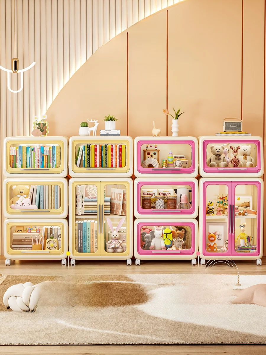 

Многофункциональный детский органайзер для книг и игрушек, портативный, многоярусный, пластиковый, на колесиках, для гостиной