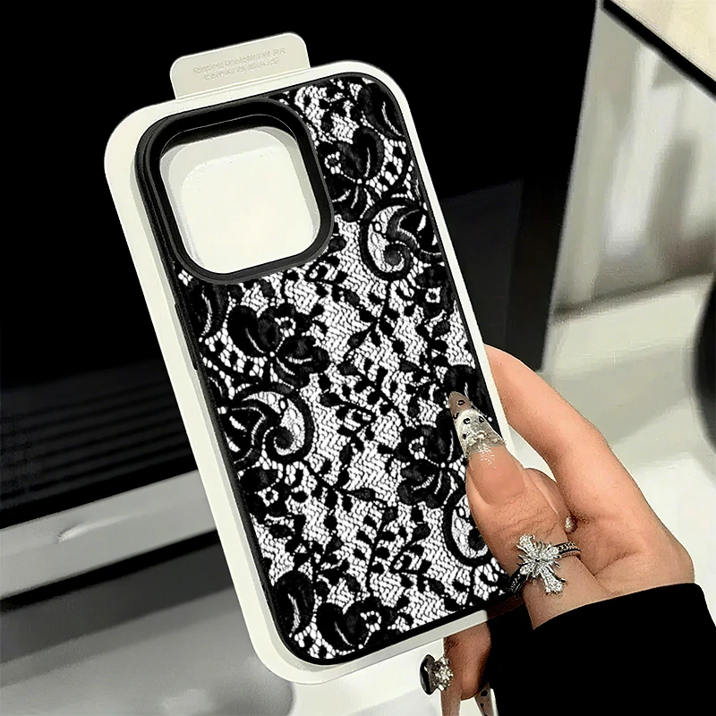 Neues Design Spitzenmuster Lychee-Textur TPU Handyhülle für iPhone 18 17 16 15 14 Pro Max 13 12 11 XS X XR 16 Plus 16E Air Cover