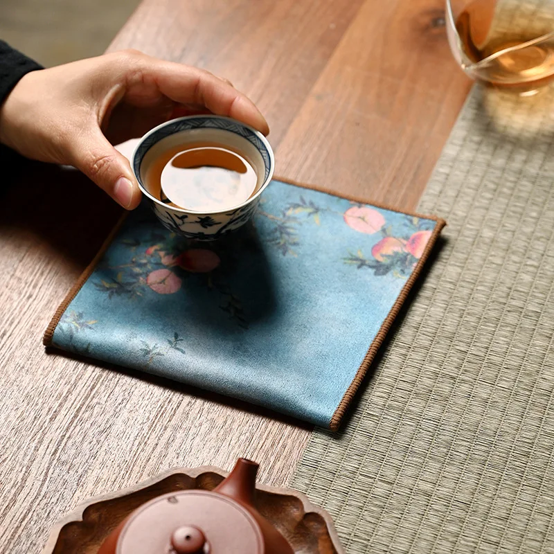 High-End Thickened Fleece Water Absorption Tea Towel Painted Towel Tea Cloth Special Tea Table Cloth Clay Teapots Rag Napkins