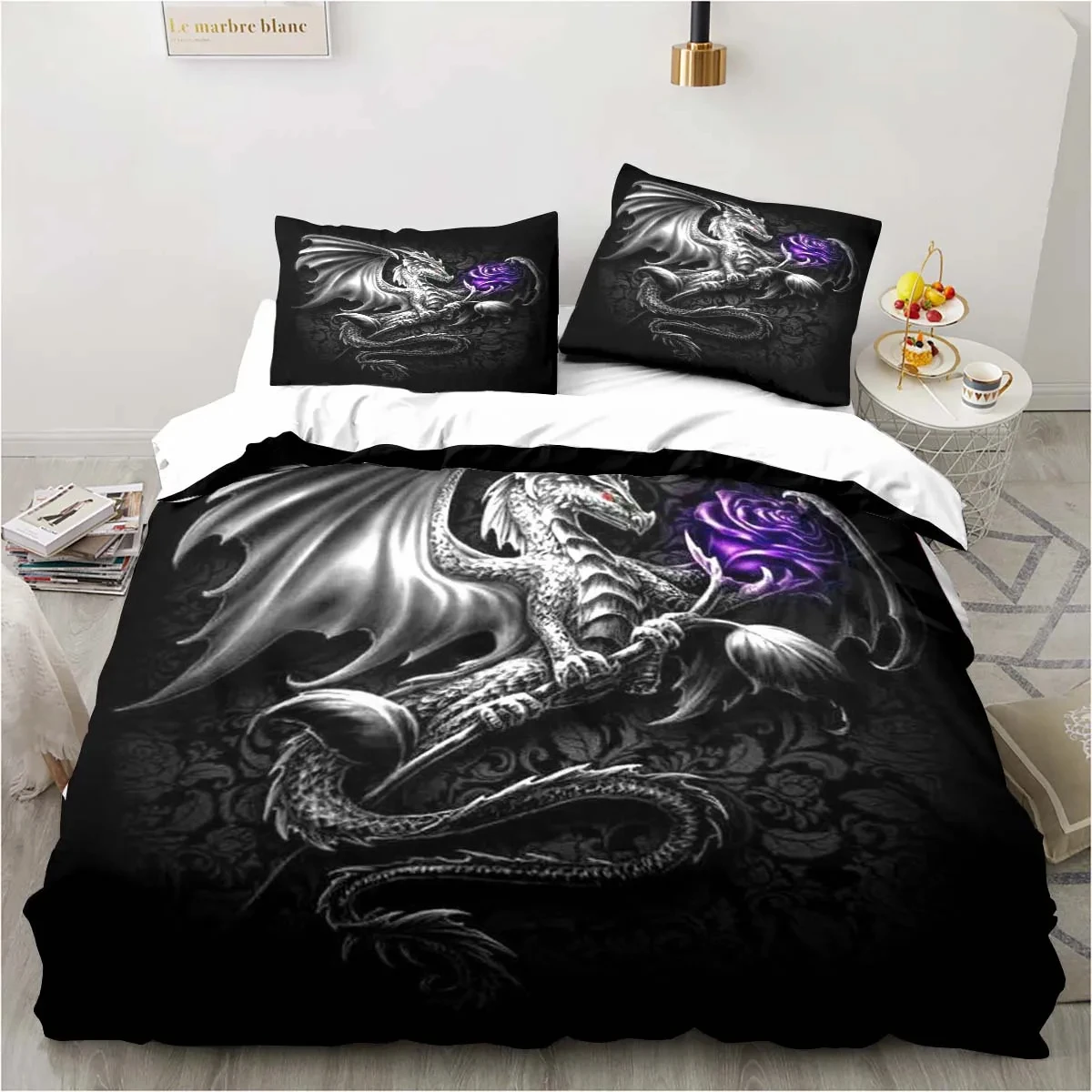 Magic World Dragon Bedding Set Boys Girls Twin Queen Size Duvet Cover Pillowcase Bed Kids Adult Fashion Home Textileextile