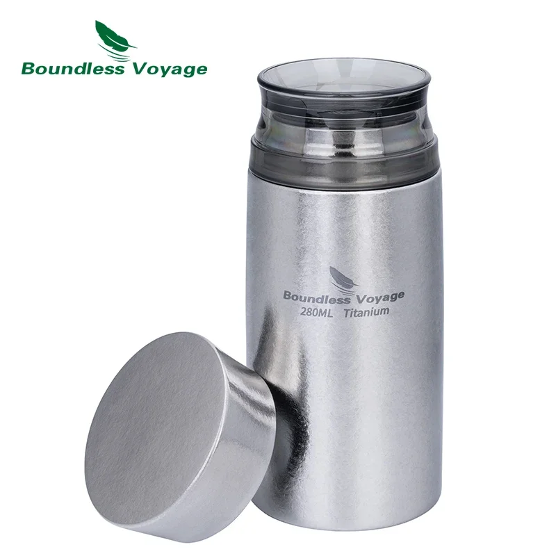 Boundless Voyage 280ml Titanium Vacuum Flask Insulated Bottle Portable Car Travel Coffee Tea Cup Keeps Hot or Cold Lightweight