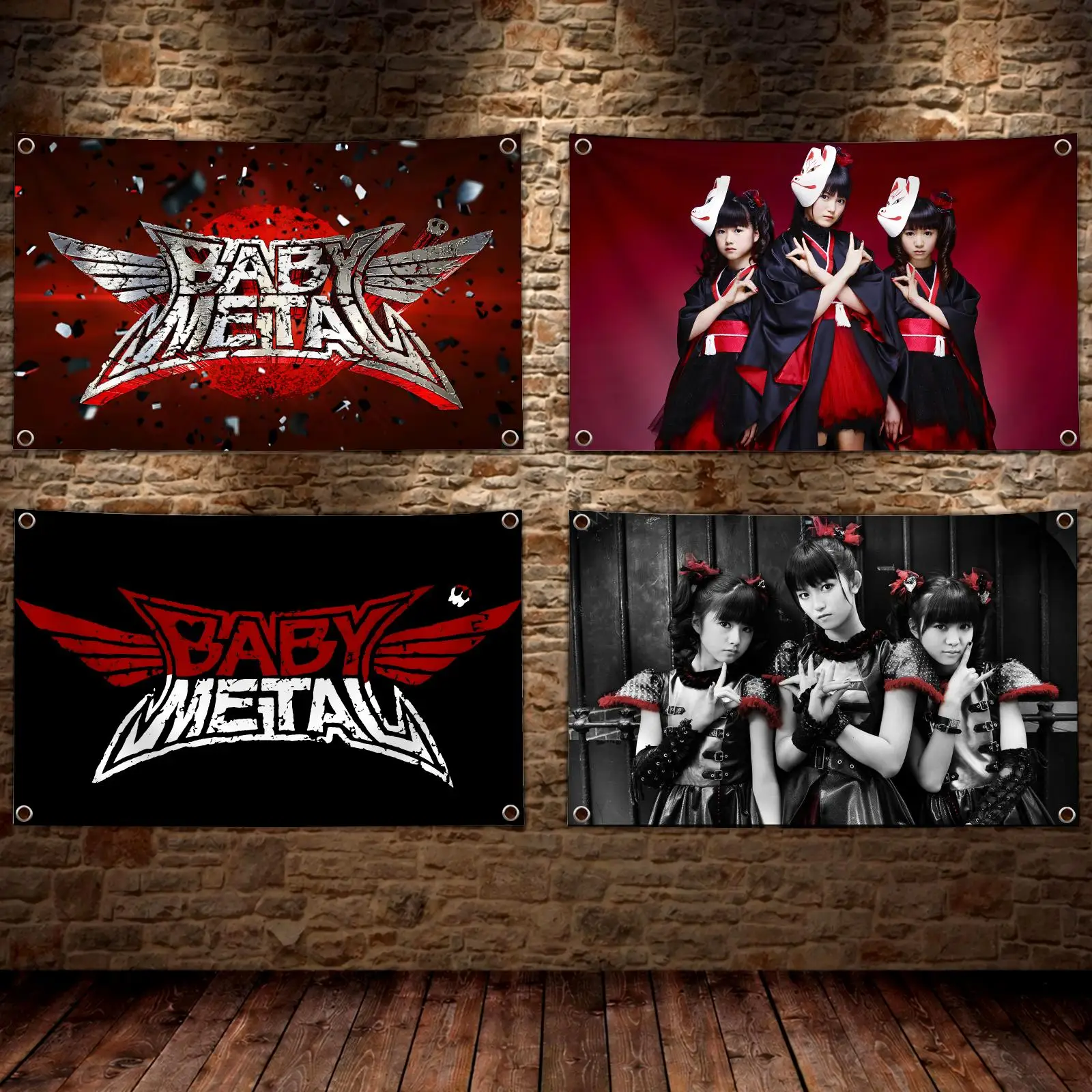 Heavy Metal Band B-Babymetal Flags Decorative Tapestry Wall Banner Hanging for Bedroom Dorm Room Living Room Home Decor Art Gift