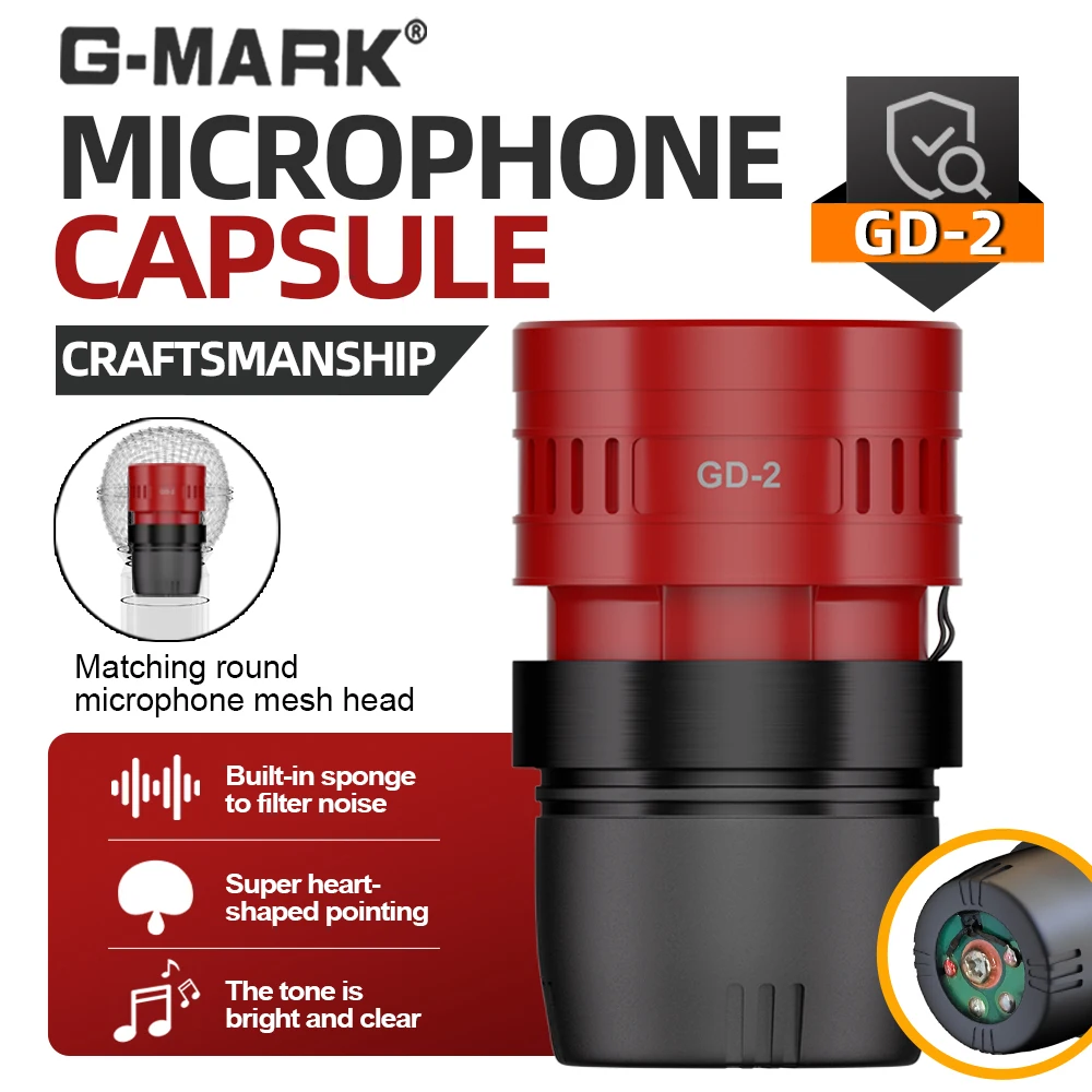 Cápsula de Micrófono Dinámico G-MARK GD-2, Cabezal de Micrófono Universal para Reemplazo de Micrófonos Inalámbricos/Con Cable