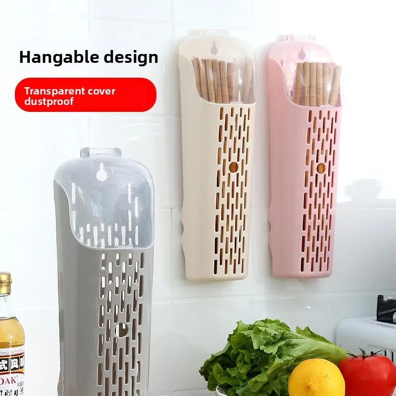 

Пластиковый дышащий органайзер для хранения палочек для еды с крышкой, однотонный, для домашнего использования