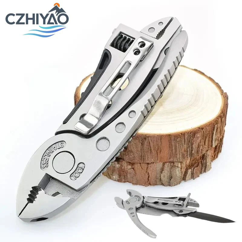 

CZHIYAO 6in1 Portable Multitool Wrench Plier Stainless Steel Adjustable Screwdriver Bits Pliers for Camping Survival Hunting DIY