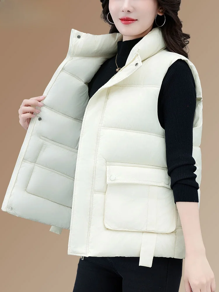 

TUCANO женский пуховый хлопковый жилет, новинка 2025, зима для мам среднего возраста, модная куртка с воротником-стойкой, верхняя одежда, теплая молния