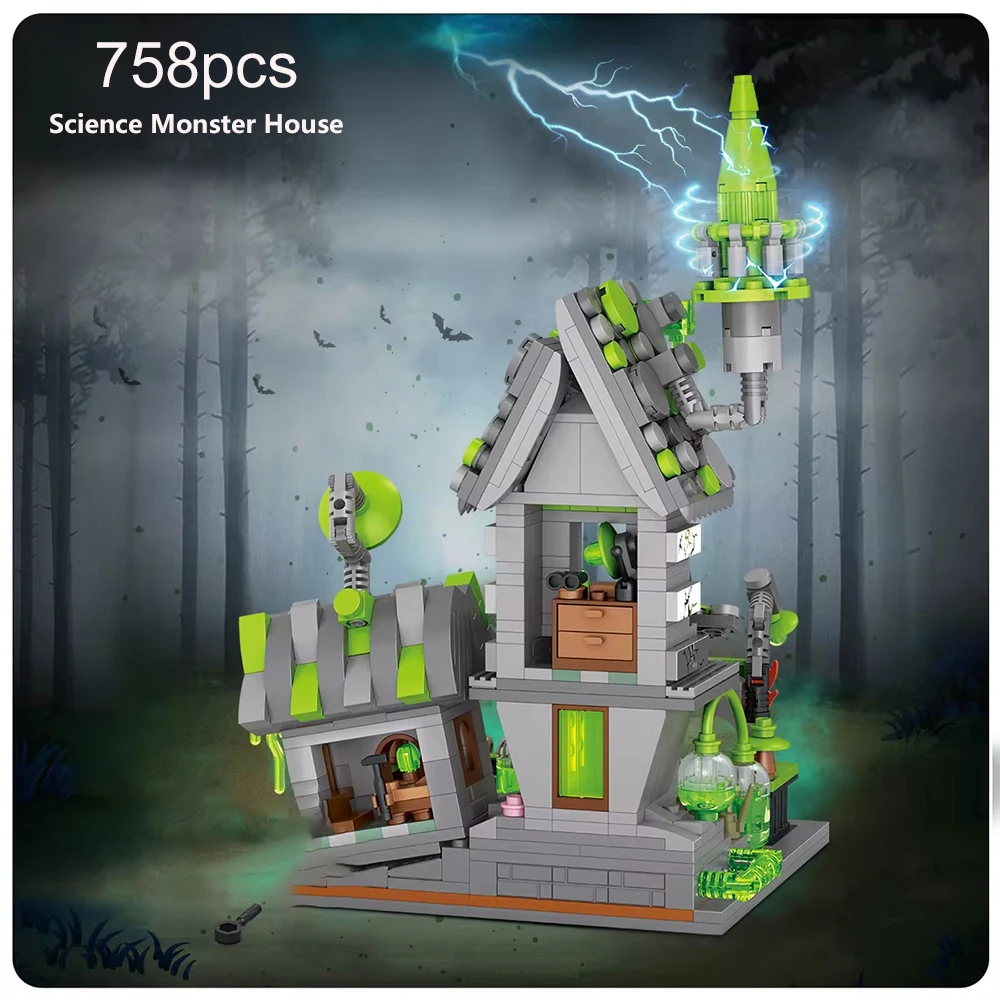 ToylinX Creative Building Blocks Science Monster House Element Mini Brick Building Toy 758pcs Children\'s Halloween Gift