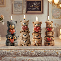 3D Cute Stacked Bear Aromatherapy Candle Silicone Mold DIY Love Bear Family Chocolate Cake Baking Mold Used as Gypsum Resin Gift