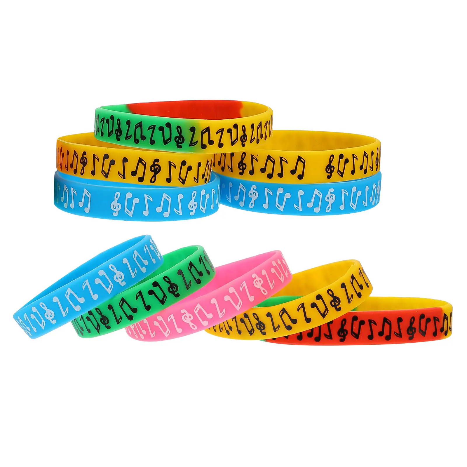

10Pcs Electric Music Festival Wristband Syllable Notes Design Silicone Bracelet Concert Party Wrist Band Decorative Durable