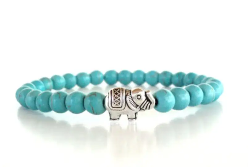 

Women Charm Bracelet Jewelry Turquoise Stone Stackable Beaded Natural Lovers Ethnic 6mm Prayer