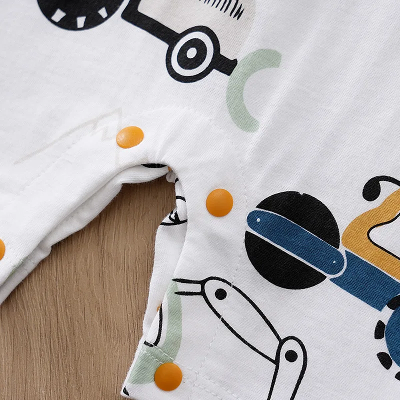 Summer style newborn baby boy girl cute cartoon car full print comfortable short sleeved jumpsuit