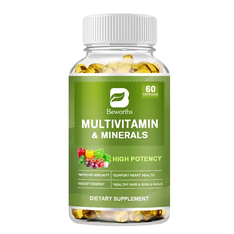 Worths 60pcs Vitamin & Mineral Kapseln Vitamin A,B,C,D3,E,K2 unterstützen die Immun gesundheit und umfassende Gesundheit