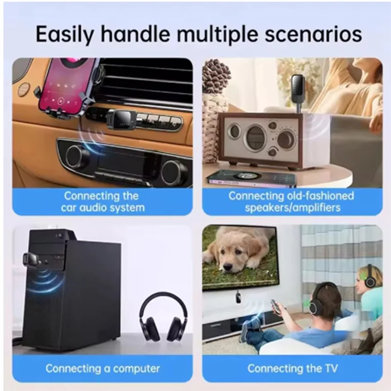 A92Z Penerima Pemancar Bluetooth 5.4 2-In-1 Adaptor Bluetooth Nirkabel Pemancar Penerima Bluetooth 2 Hingga 2