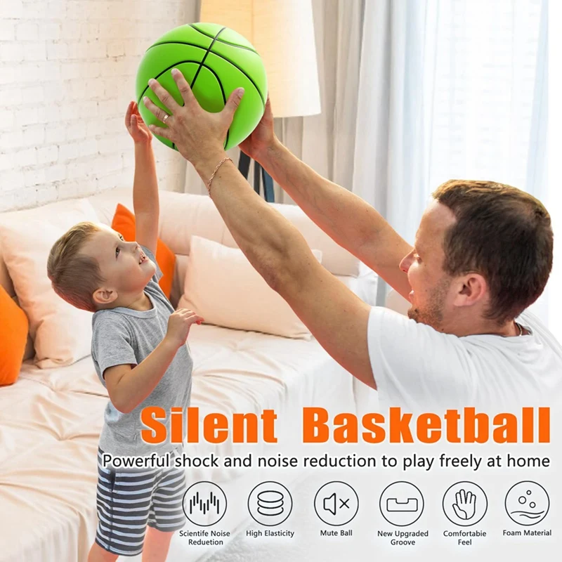 Foam Basketball, Indoor High Density Training Basketball 3D Texture Quiet Bounce No Noise Ball For Home Beach Pool