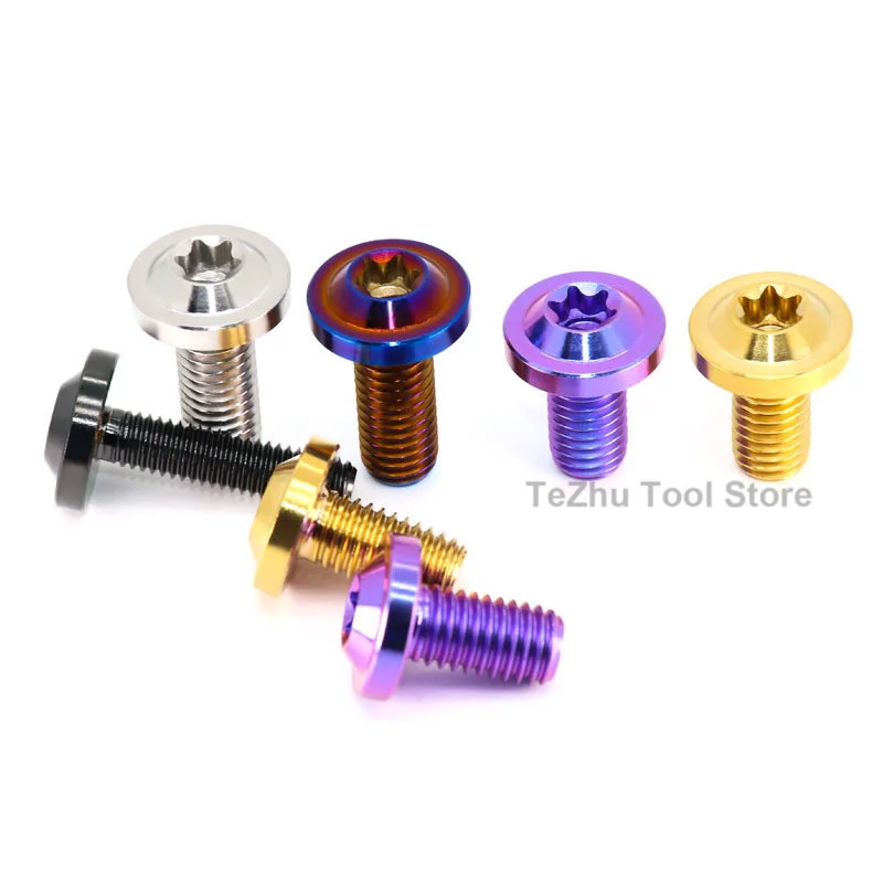 1pc TC4 Titanium Alloy Internal Plum Blossom Screw M4-M10 Flying Saucer Head Screw Motorcycle Modification Bolt Anti-theft Screw