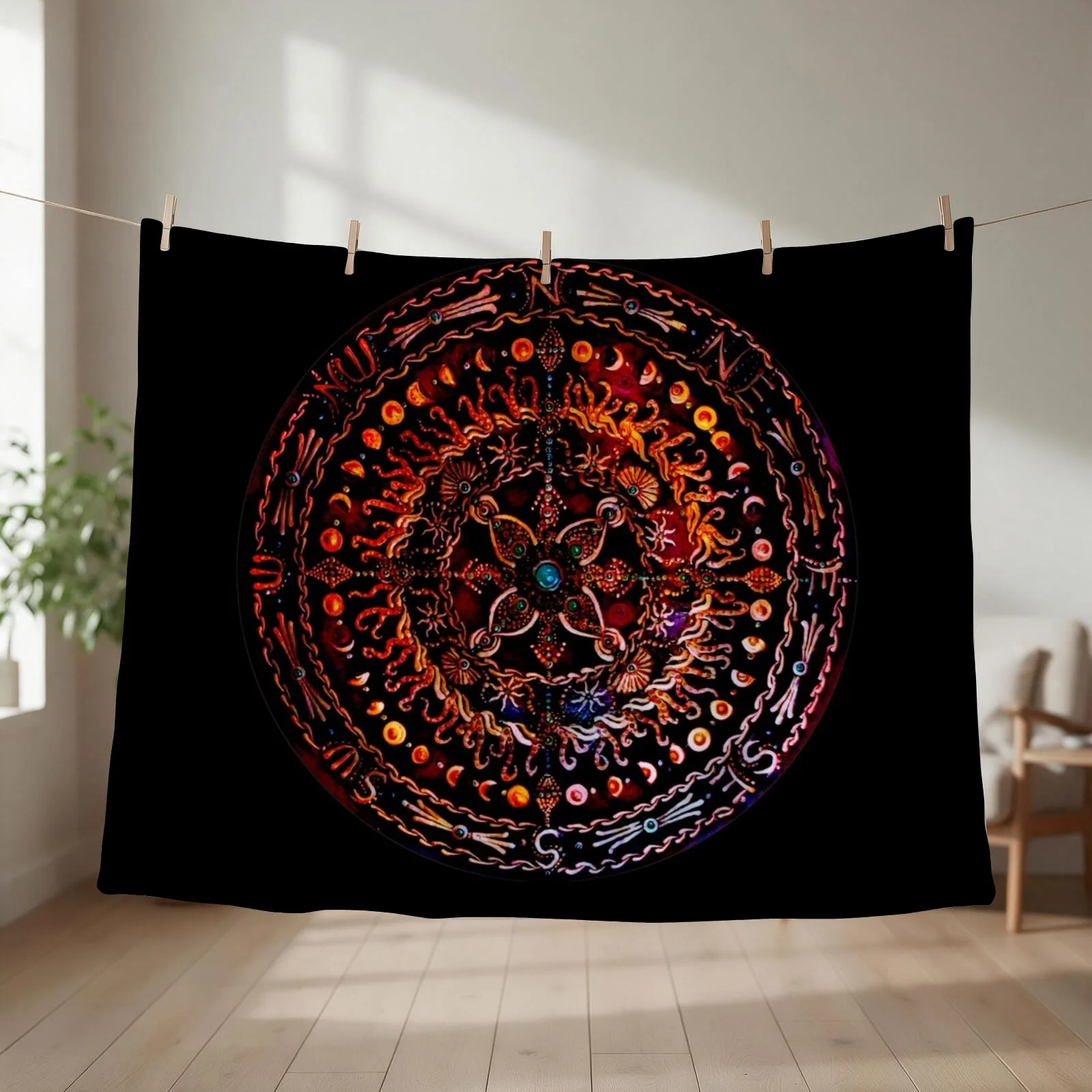 New Turquoise Sea Compass Vibrant Throw Blanket couch cozy soft plush fuzzy picnic outdoor blanket