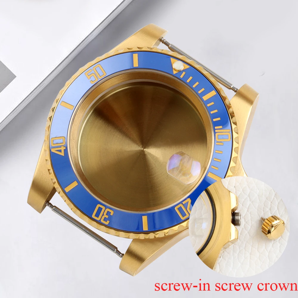 

Watch Case 40mm NH35 Gold For YACHT-MASTER NH35 NH36 Movement 28.5mm Dial Sapphire Glass Waterproof Stainless Steel SUB Case