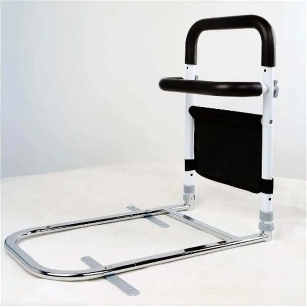 Bed Assist Bar with Storage Pocket, Height Adjustable Bed Rail for Elderly Adults, Assistance for Getting In and Out of