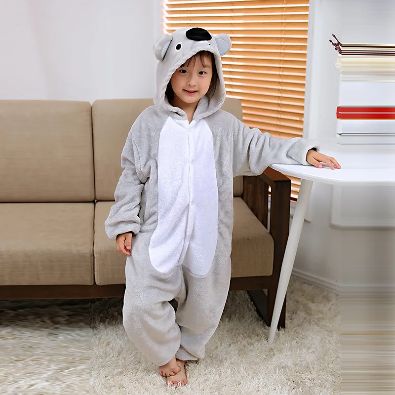 Pijama animal de desenho animado para adultos e crianças, pijamas com capuz, fantasia de flanela para cosplay, koala onesies