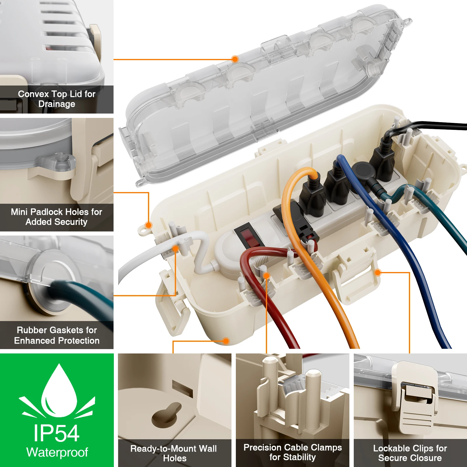 กล่องไฟฟ้ากลางแจ้งขนาดกลาง กัน - Outdoor Power Strip With Cover บทวิจารณ์และราคา
