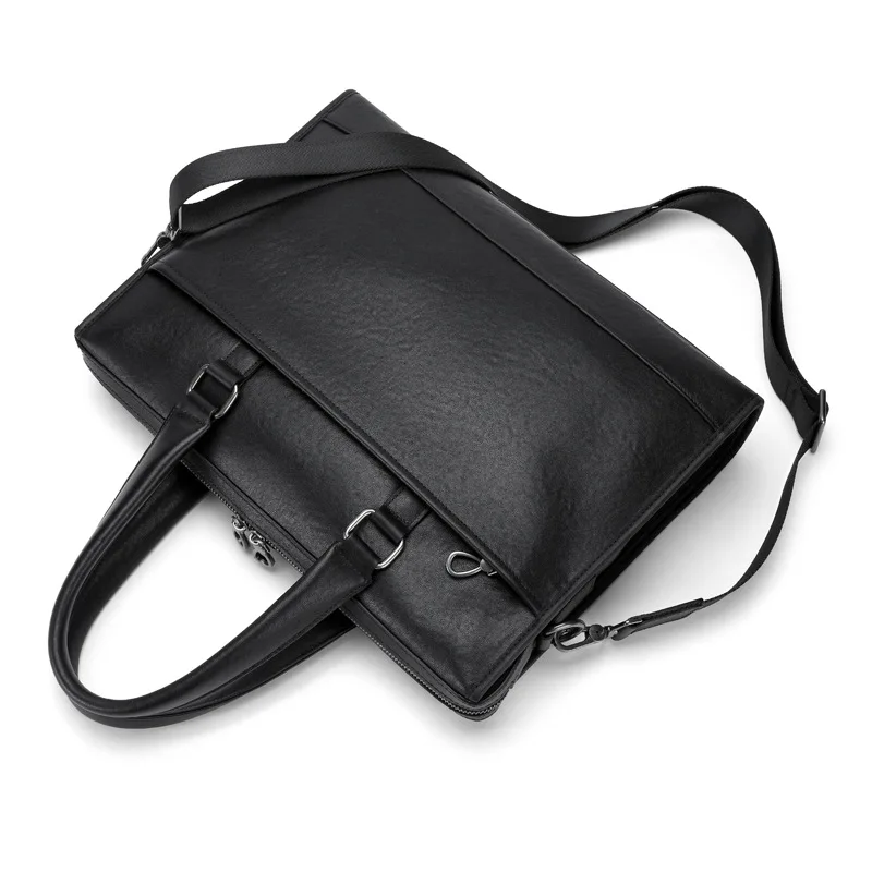 New cowhide briefcase, men’s business handbag, simple leather design, large capacity, men’s bag, shoulder crossbody bag, compute